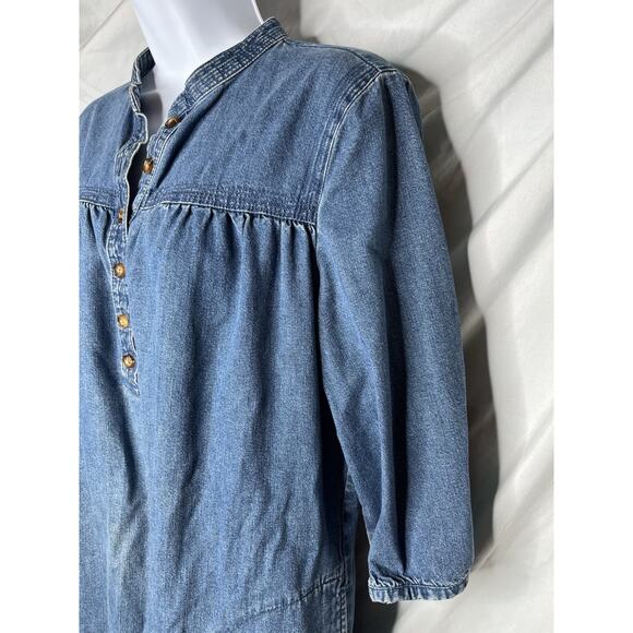 Orvis Blue Denim Dress Size 8 Medium All Cotton Deep Pockets Button Up - Picture 3 of 11